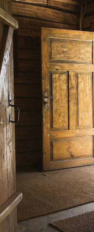 open wood door
