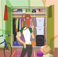 a girl looks in her closet