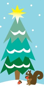 cartoon squirrel and tree