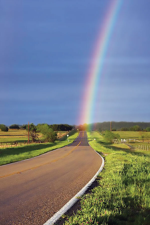 Rainbow and road